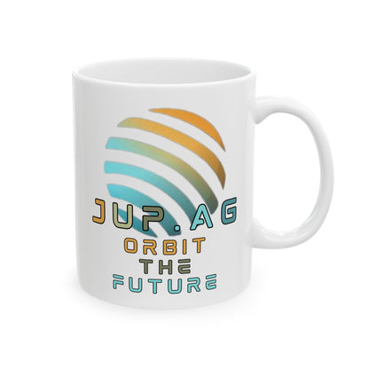 Jupiter (JUP) Orbit the Future White Mug by cypherpunkgear