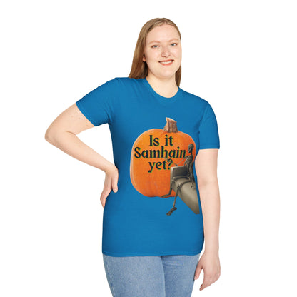 Is It Samhain Yet? Skeleton's Giant Pumpkin Dark colors Unisex T-Shirt by CreepyCrafts.boo