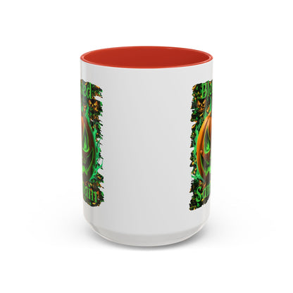 Blessed Samhain Green Jack White Accent Mug by CreepyCrafts.boo