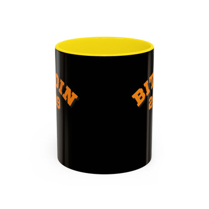 Bitcoin 2009 Black Accent Mug by cypherpunkgear.com