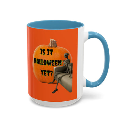 Is it Halloween yet? Skeleton's Giant Pumpkin Orange Accent Mug by CreepyCrafts.boo