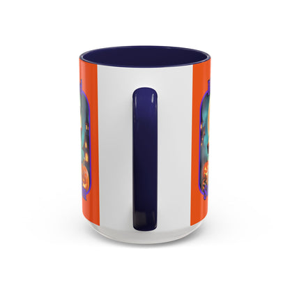 Blessed Samhain Little Witch Purple font Orange Accent Mug by CreepyCrafts.boo
