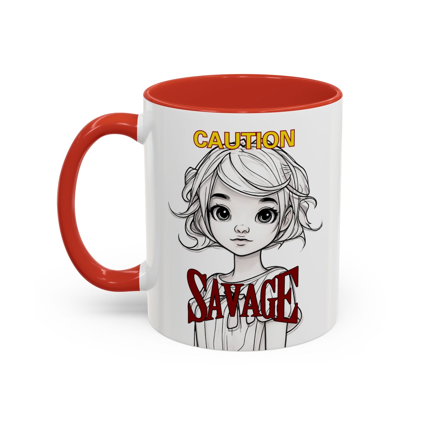 Caution, Savage White Accent Mug by cypherpunkgear.com
