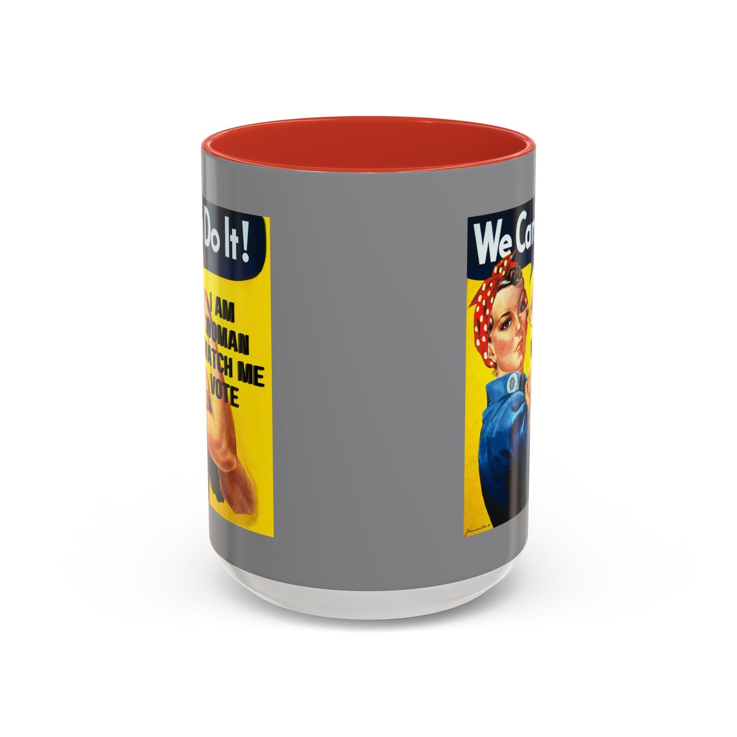 I Am Woman Watch Me Vote Rosie Grey Accent Mug by cypherpunkgear.com