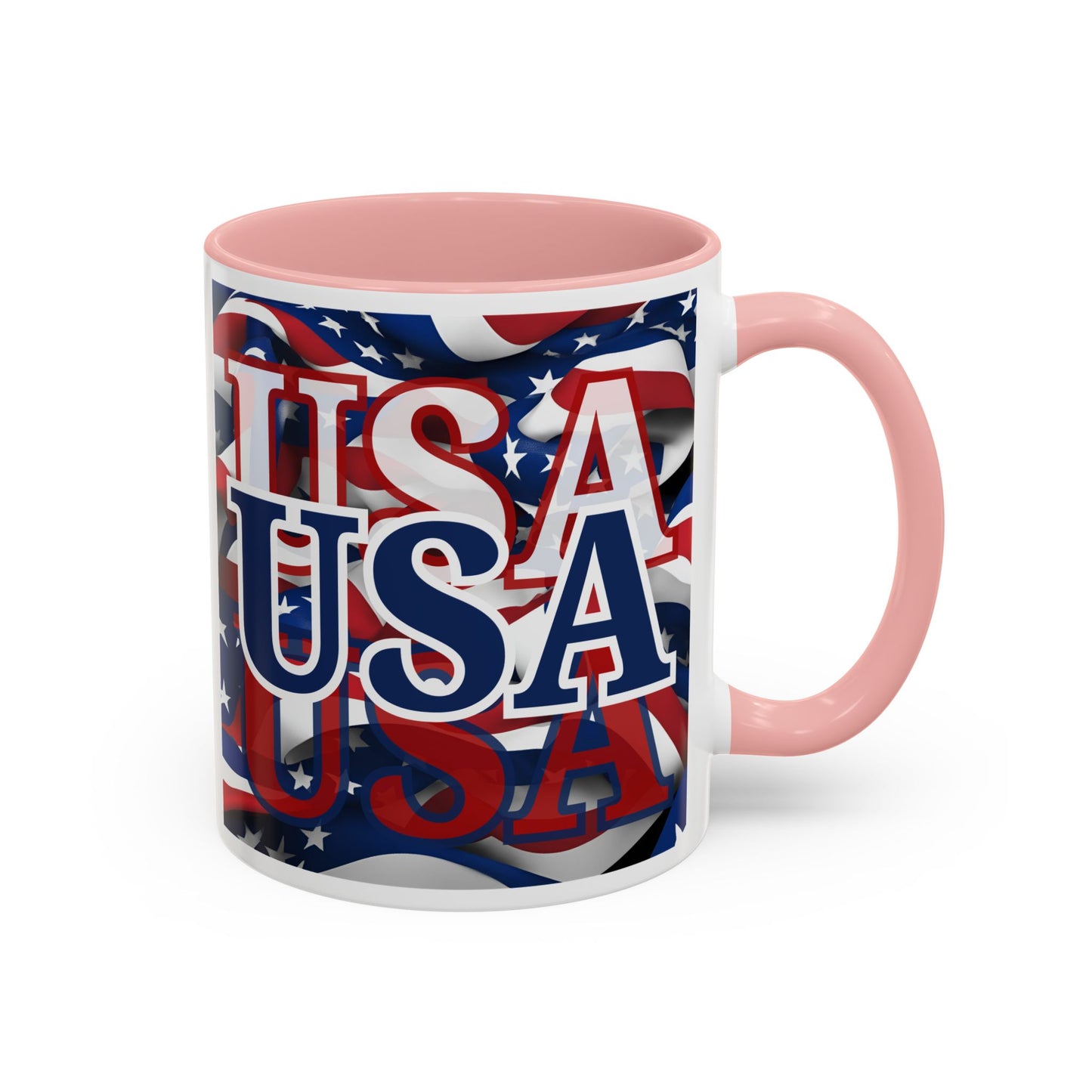 USA Blue font Center Patriot Accent Mug by cypherpunkgear.com