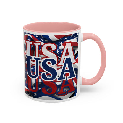 USA Blue font Center Patriot Accent Mug by cypherpunkgear.com