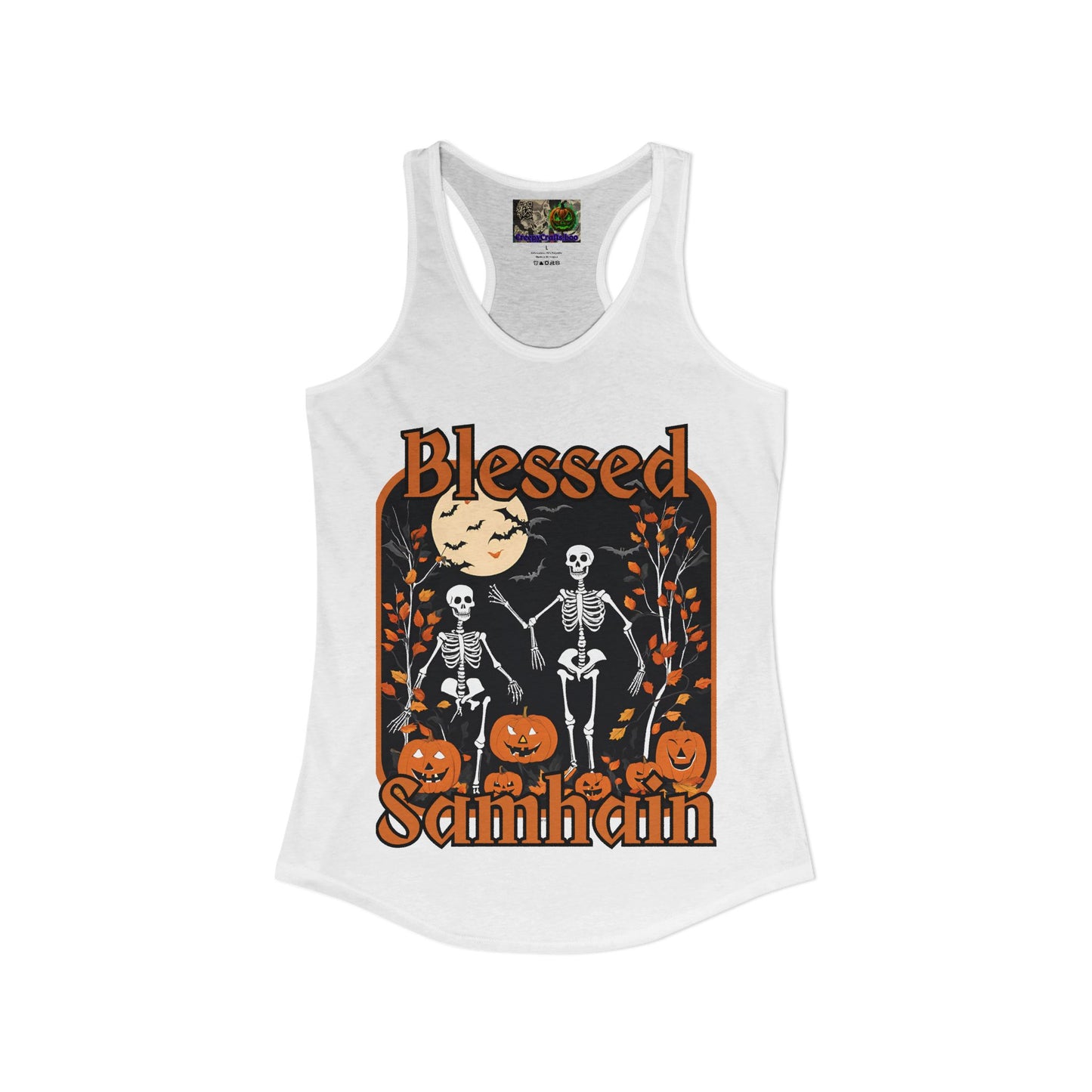 Spooktacular Skeletons of Samhain Women's Racerback Tank Top by CreepyCrafts.boo