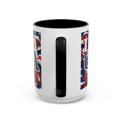 USA Blue font Center Patriot Accent Mug by cypherpunkgear.com