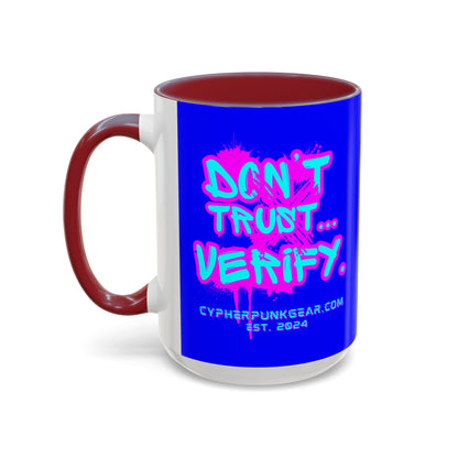 Don't Trust...Verify. Dark Blue Accent Mug by cypherpunkgear.com