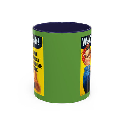 I Am Woman Watch Me Vote Rosie Green Accent Mug by cypherpunkgear.com