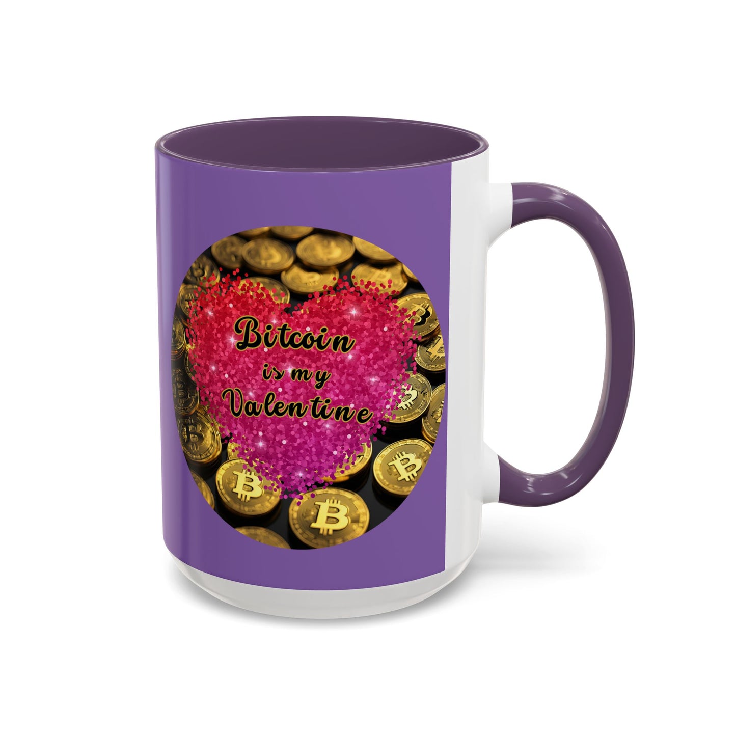 Bitcoin is My Valentine Light Purple Accent Mug by cypherpunkgear.com