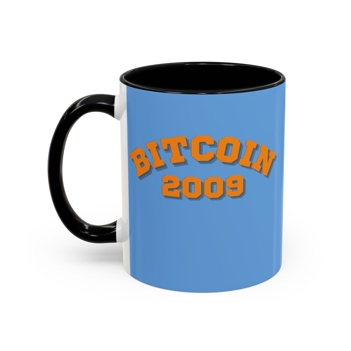 Bitcoin 2009 Light Blue Accent Mug by cypherpunkgear.com