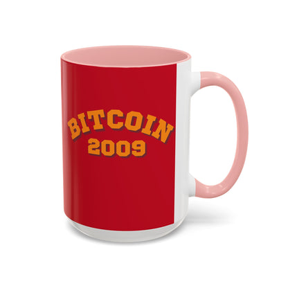 Bitcoin 2009 Red Accent Mug by cypherpunkgear.com