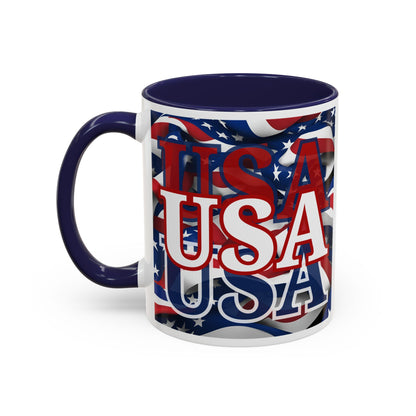 USA White font Center Patriot Accent Mug by cypherpunkgear.com