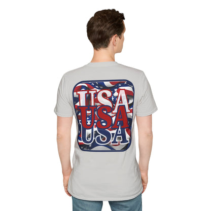 2-sided RED White and Blue USA Patriot Light colors Unisex T-Shirt by cypherpunkgear.com