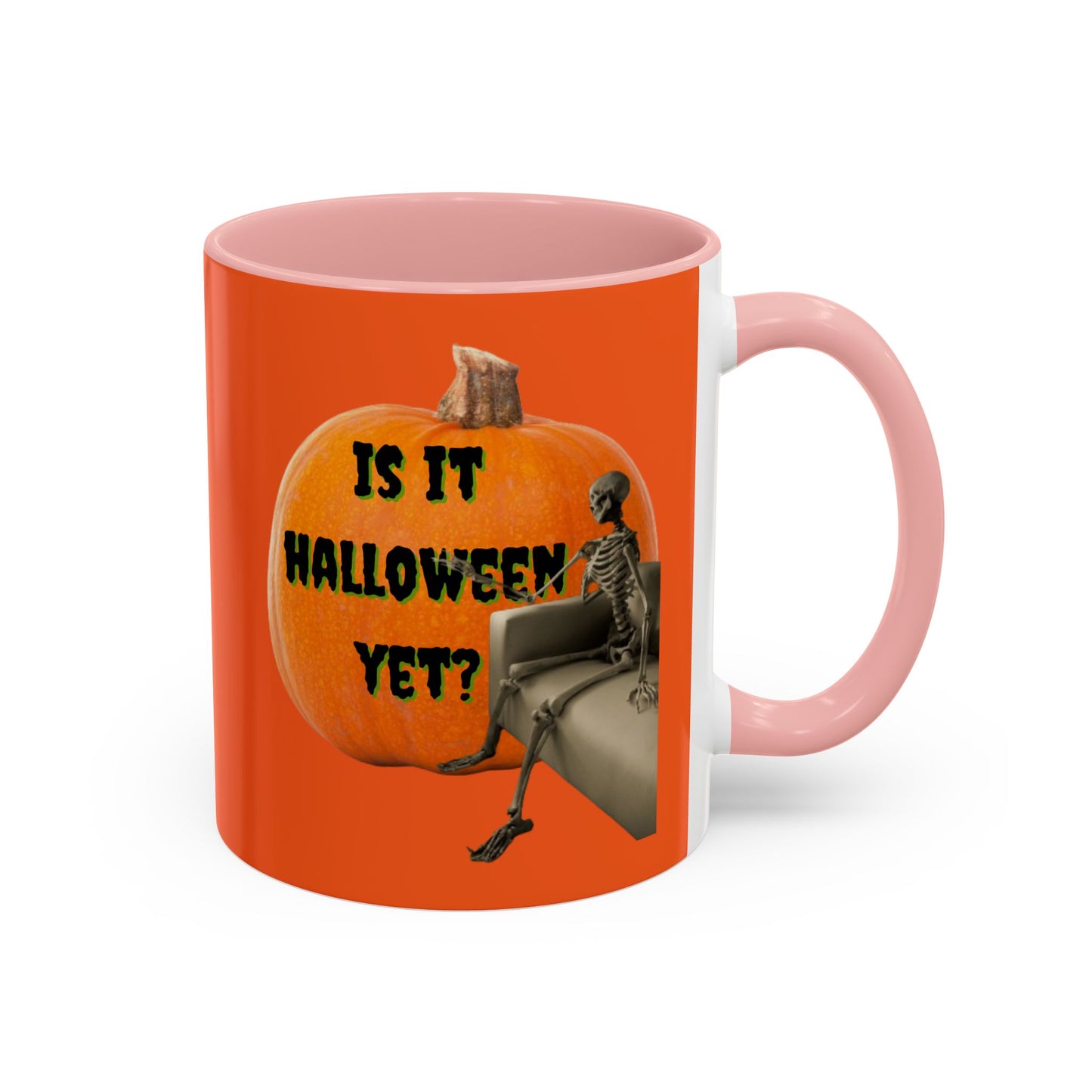 Is it Halloween yet? Skeleton's Giant Pumpkin Orange Accent Mug by CreepyCrafts.boo