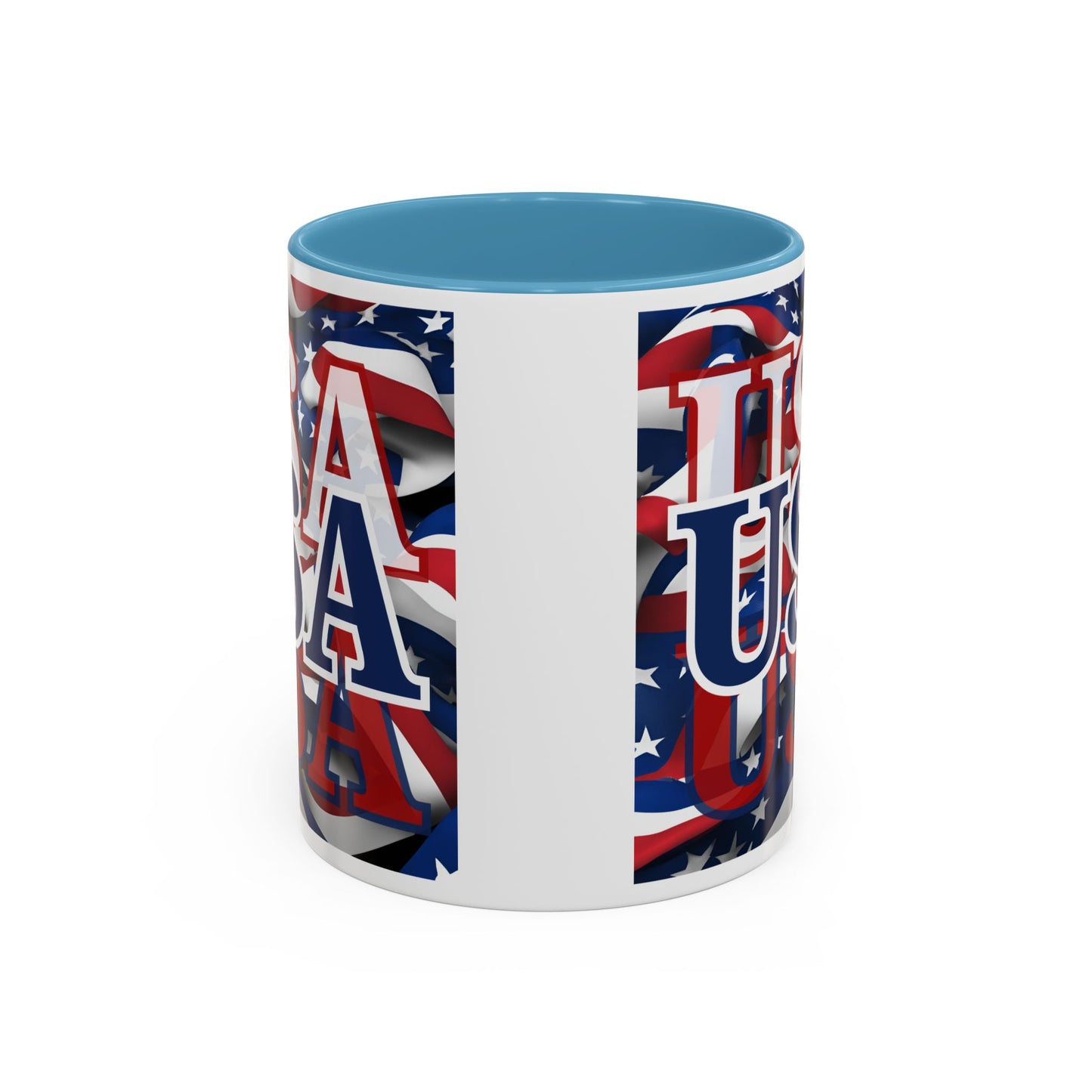 USA Blue font Center Patriot Accent Mug by cypherpunkgear.com