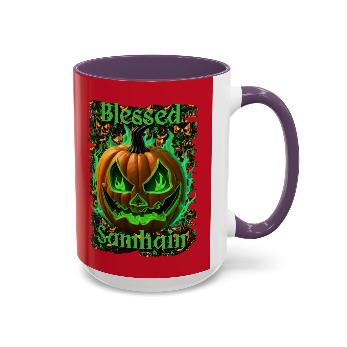 Blessed Samhain Green Jack Red Accent Mug by CreepyCrafts.boo