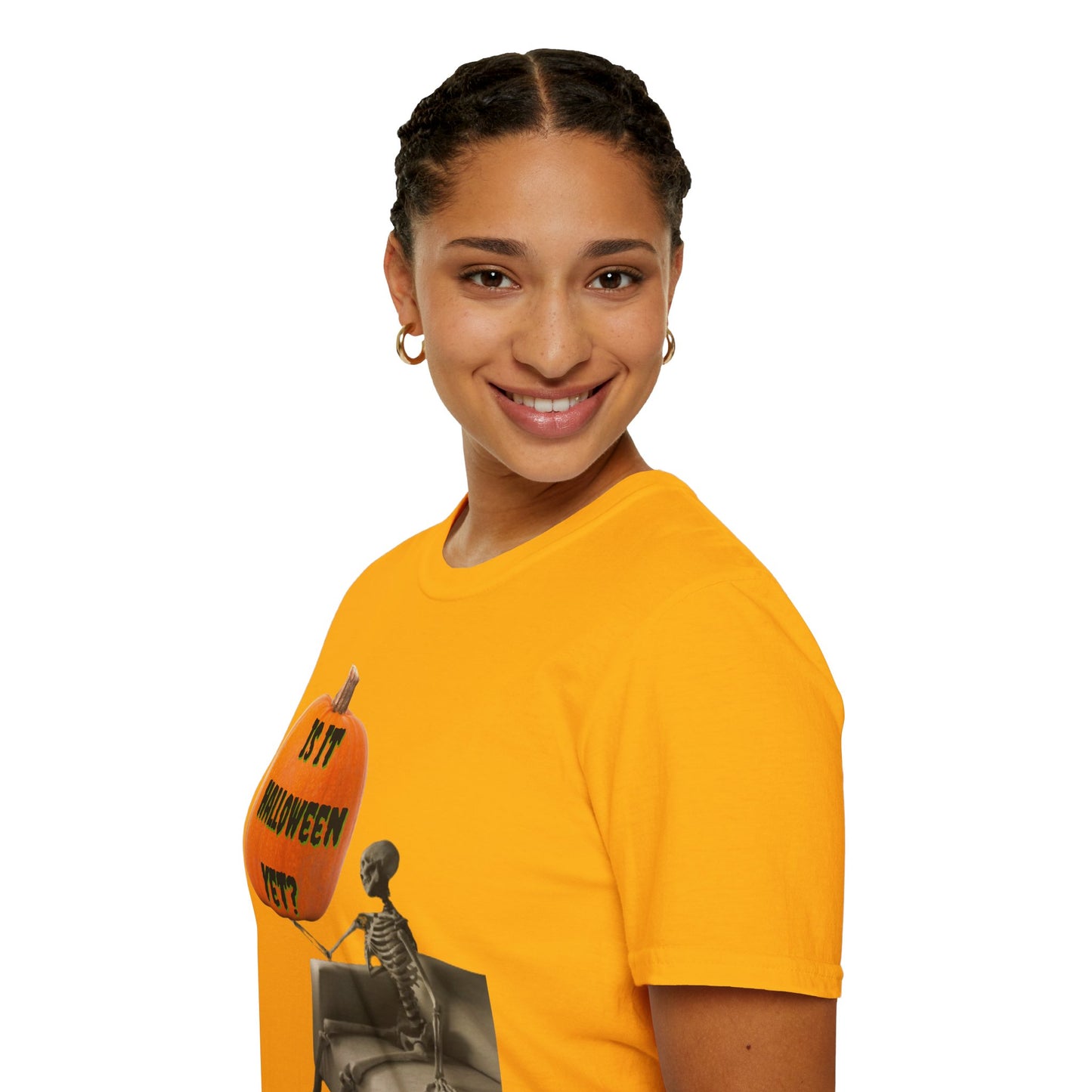 Is it Halloween yet? Skeleton's Pumpkin Light colors Unisex T-Shirt by CreepyCrafts.boo