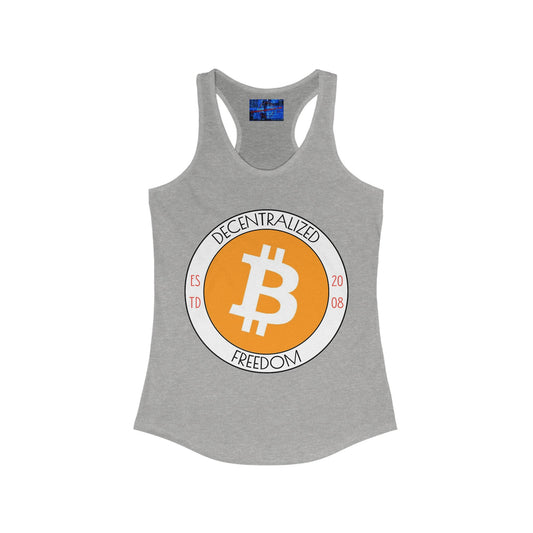 Bitcoin Decentralized Freedom Women's Racerback Tank Top by cypherpunkgear.com