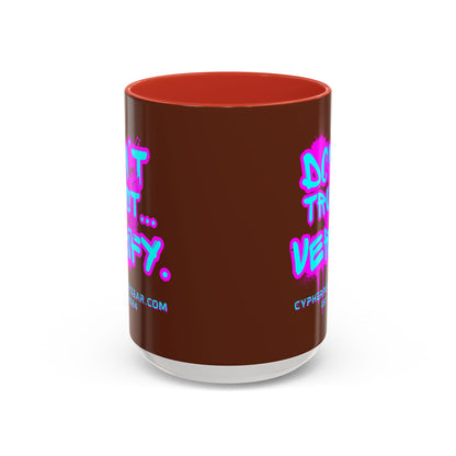 Don't Trust...Verify. Brown Accent Mug by cypherpunkgear.com
