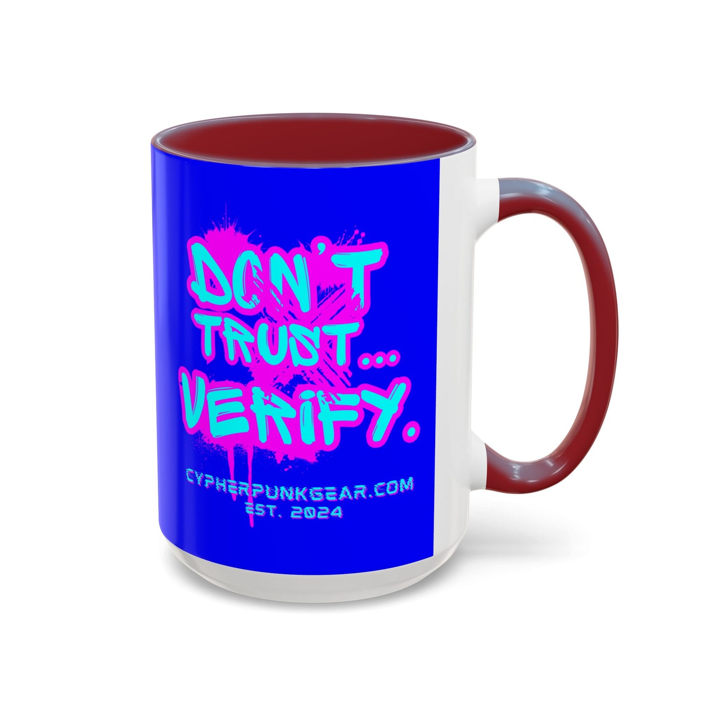 Don't Trust...Verify. Dark Blue Accent Mug by cypherpunkgear.com