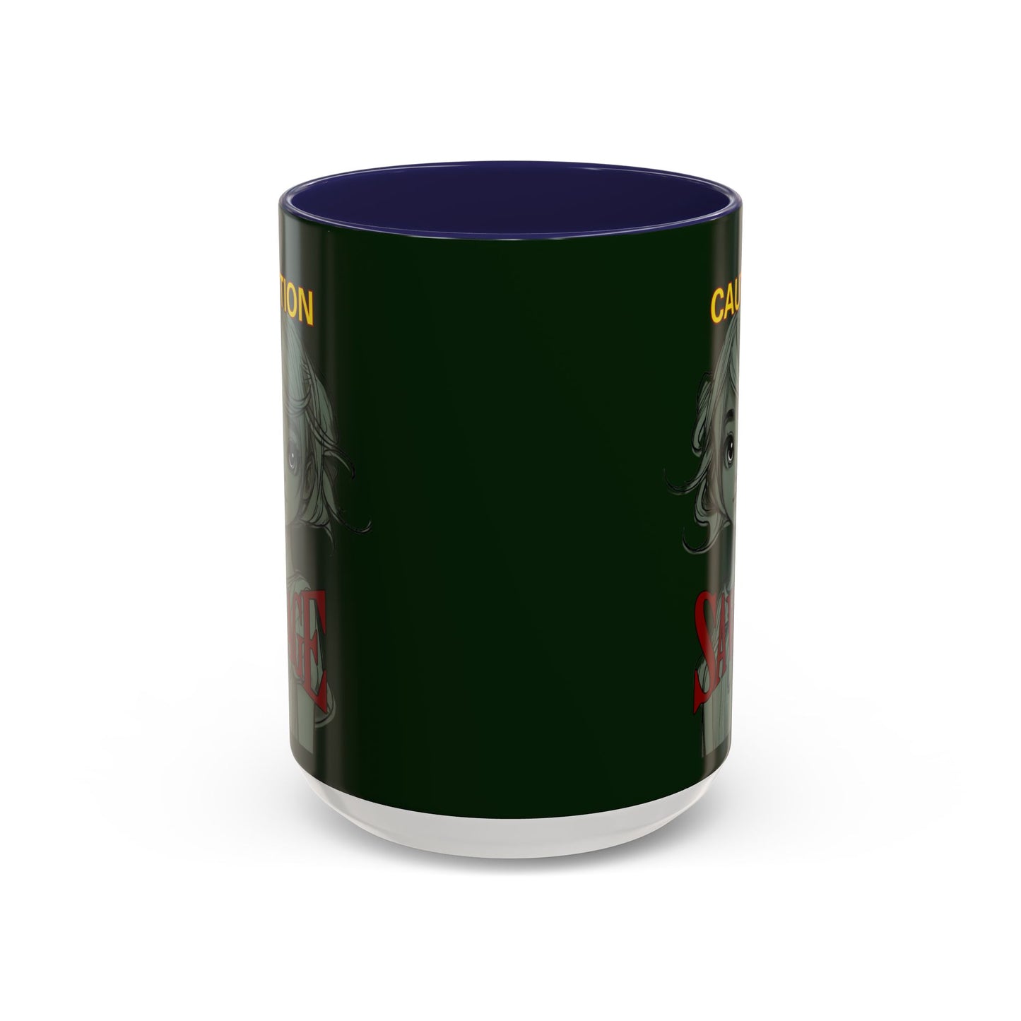 Caution, Savage Dark Green Accent Mug by cypherpunkgear.com