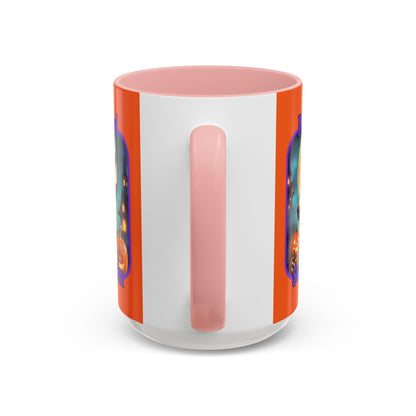 Blessed Samhain Little Witch Purple font Orange Accent Mug by CreepyCrafts.boo