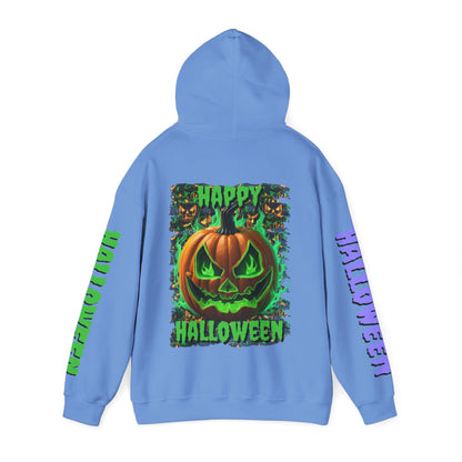 Happy Halloween Green Jack Hoodie Unisex Hooded Sweatshirt by CreepyCrafts.boo