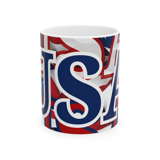 USA! USA! USA BLfont Patriot White Mug by cypherpunkgear