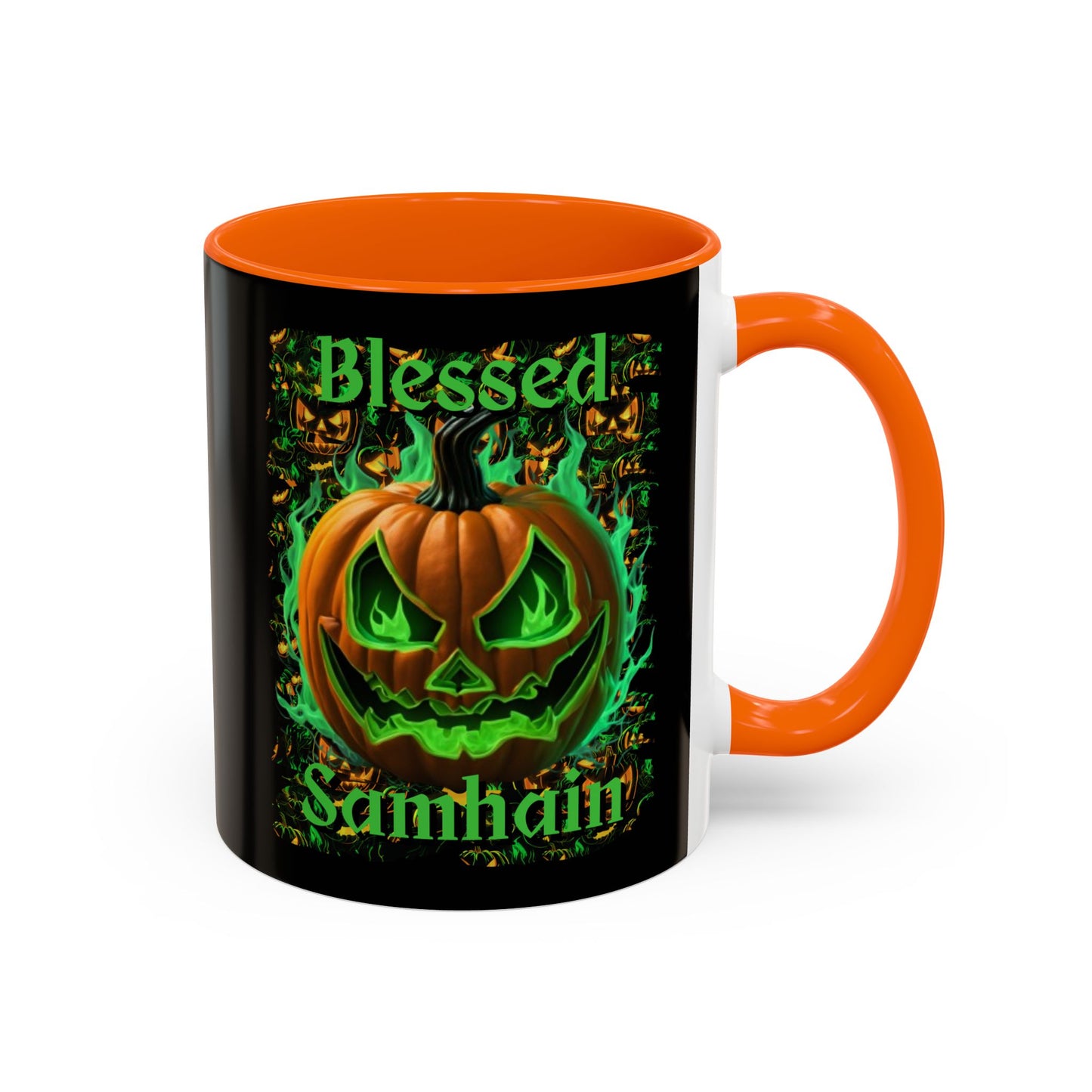 Blessed Samhain Green Jack Black Accent Mug by CreepyCrafts.boo