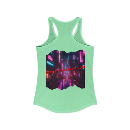 2-sided, cypherpunkgear.com Logo & Cityscape Women's Racerback Tank Top by cypherpunkgear.com