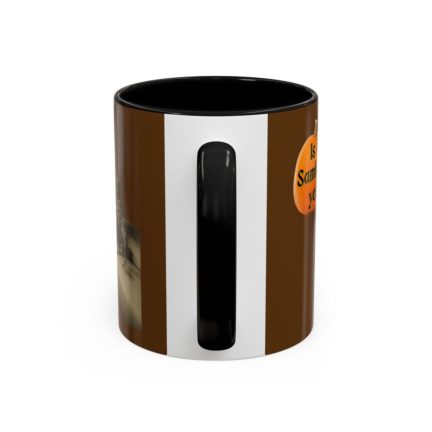 Is it Samhain yet? Skeleton's Pumpkin Brown Accent Mug by CreepyCrafts.boo