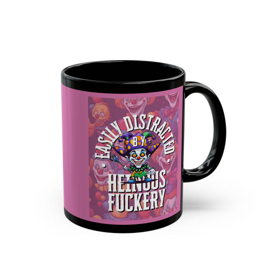 Easily Distracted by Heinous Fuckery Little Jinx Pink Mug by cypherpunkgear.com