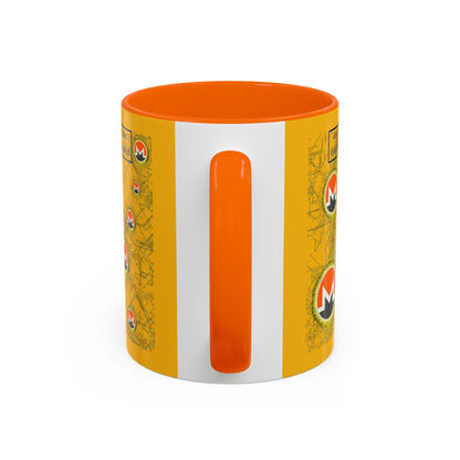 Monero (XMR) don't assume your freedoms are assured Yellow Accent Mug by cypherpunkgear.com