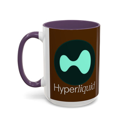 Hyperliquid White font Brown Accent Mug by cypherpunkgear.com