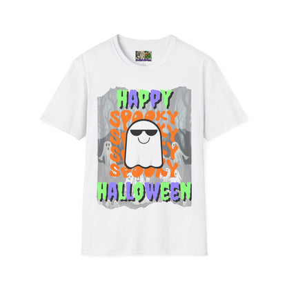 Spooky Happy Halloween Ghost Light colors Mixed font Unisex T-Shirt by CreepyCrafts.boo