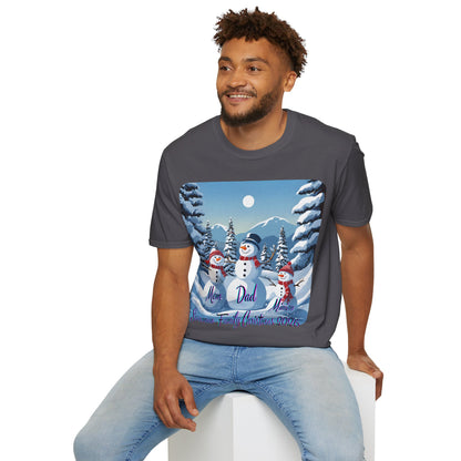 Snowman Family of 3 Dark colors Unisex T-Shirt by cypherpunkgear.com