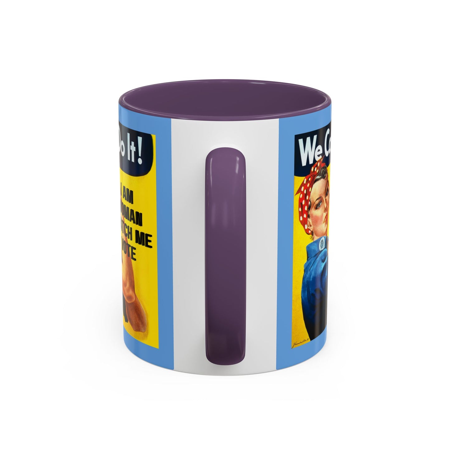 I Am Woman Watch Me Vote Rosie Light Blue Accent Mug by cypherpunkgear.com