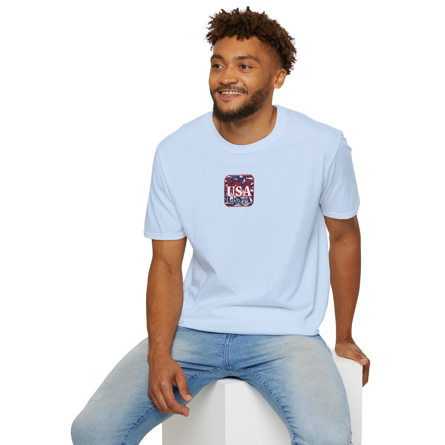 2-sided Red WHITE and Blue USA Patriot Light colors Unisex T-Shirt by cypherpunkgear.com