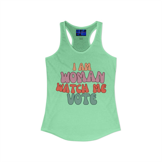 I Am Woman Watch Me Vote Women's Racerback Tank Top by cypherpunkgear.com