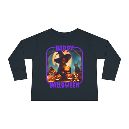 Happy Halloween Cute Witch PRfont Toddler Long Sleeve Tee by cypherpunkgear