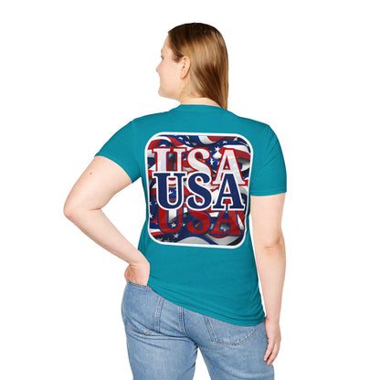 2-sided Red White and BLUE USA Patriot DKcolors Unisex T-Shirt by cypherpunkgear