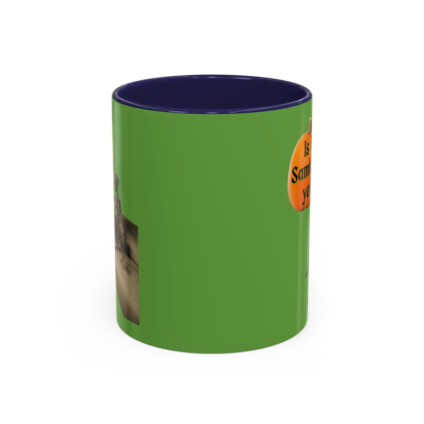 Is it Samhain yet? Skeleton's Pumpkin Green Accent Mug by CreepyCrafts.boo