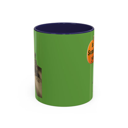 Is it Samhain yet? Skeleton's Pumpkin Green Accent Mug by CreepyCrafts.boo