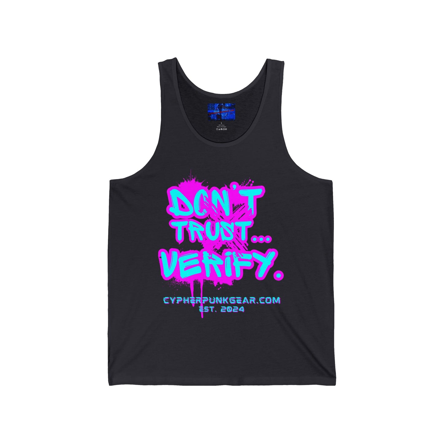 Don't Trust...Verify. Unisex Jersey Tank Top by cypherpunkgear.com