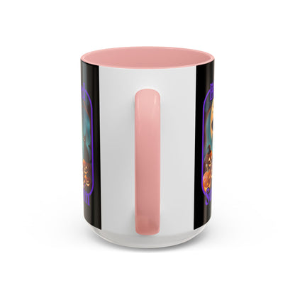 Blessed Samhain Cute Witch Purple font Black Accent Mug by CreepyCrafts.boo