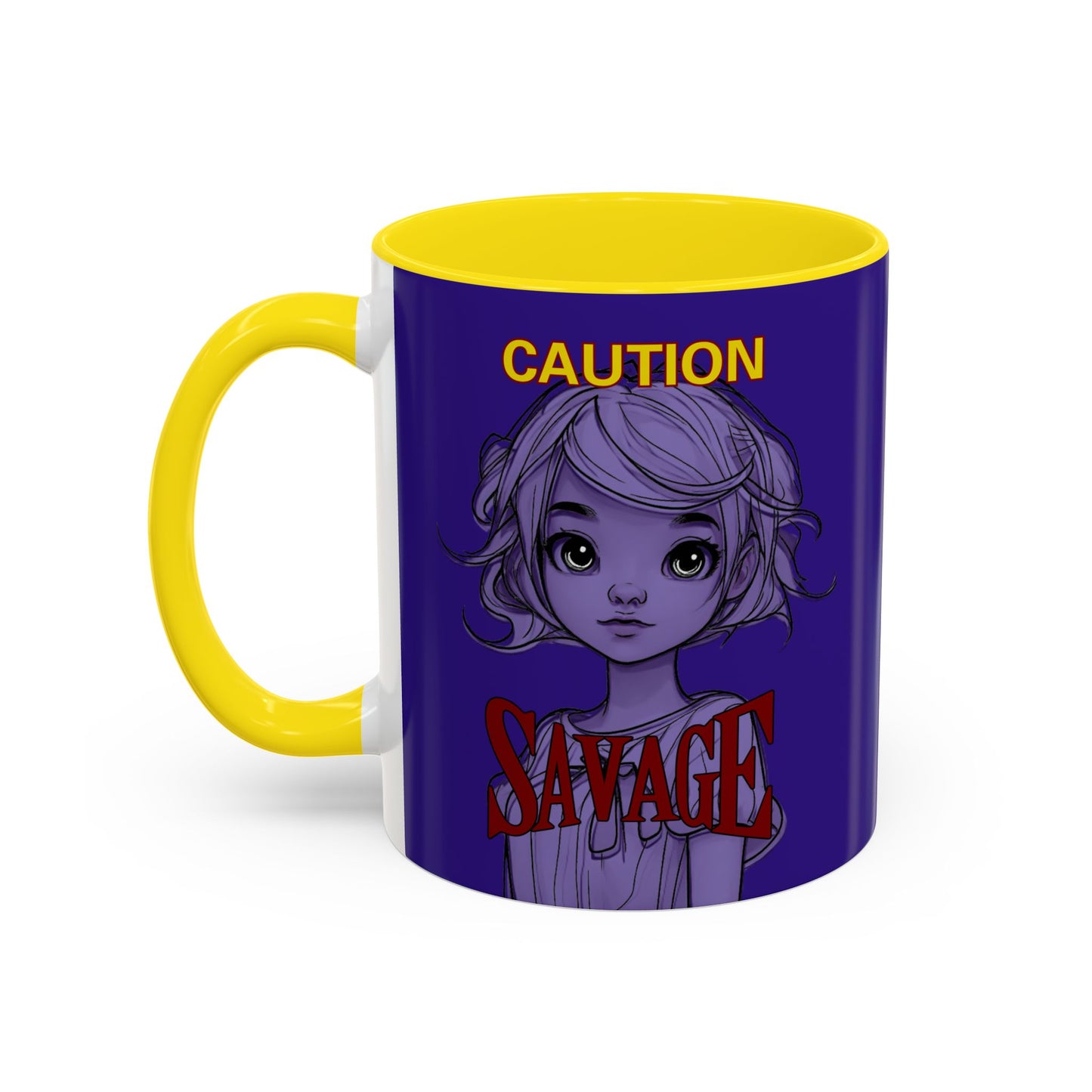 Caution, Savage Dark Purple Accent Mug by cypherpunkgear.com
