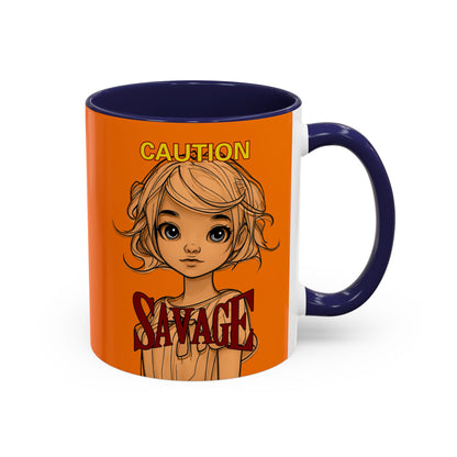 Caution, Savage Orange Accent Mug by cypherpunkgear.com