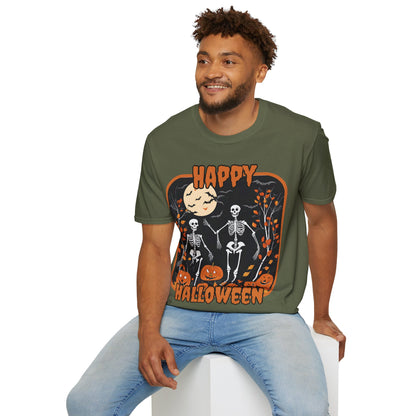 Spooktacular Skeletons of Halloween Dark colors Unisex T-shirt by CreepyCrafts.boo